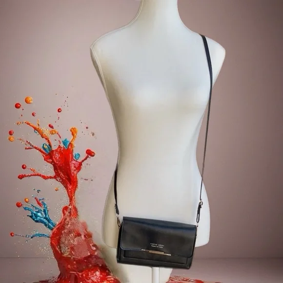 Elegant Black Crossbody Wallet Bag - Picture 2 of 13